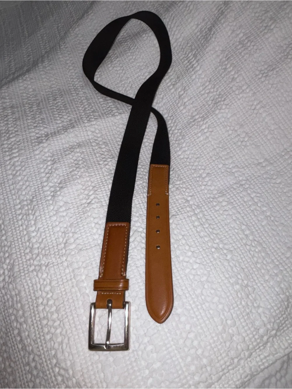 Men's Black Canvas Belt with Brown Leather Accent Trafalgar size 36